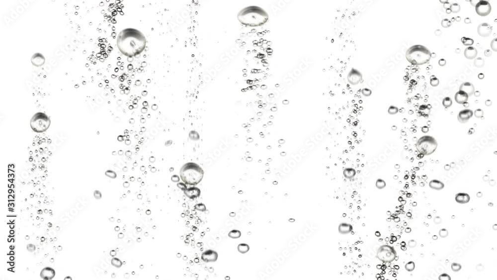 Underwater scene with bubbles rising up. White. Loopable, alpha matte.