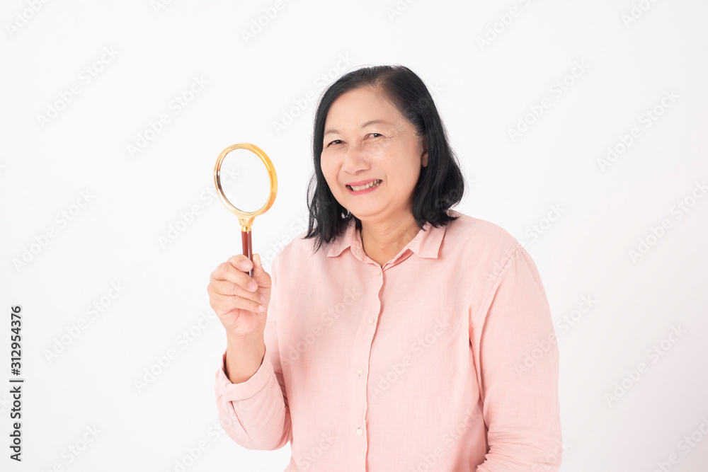 Asian older woman on white background Asian older woman on white background