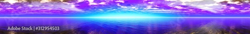 Panorama of fantastic sea sunset  panorama of the sea and sky  3D rendering.