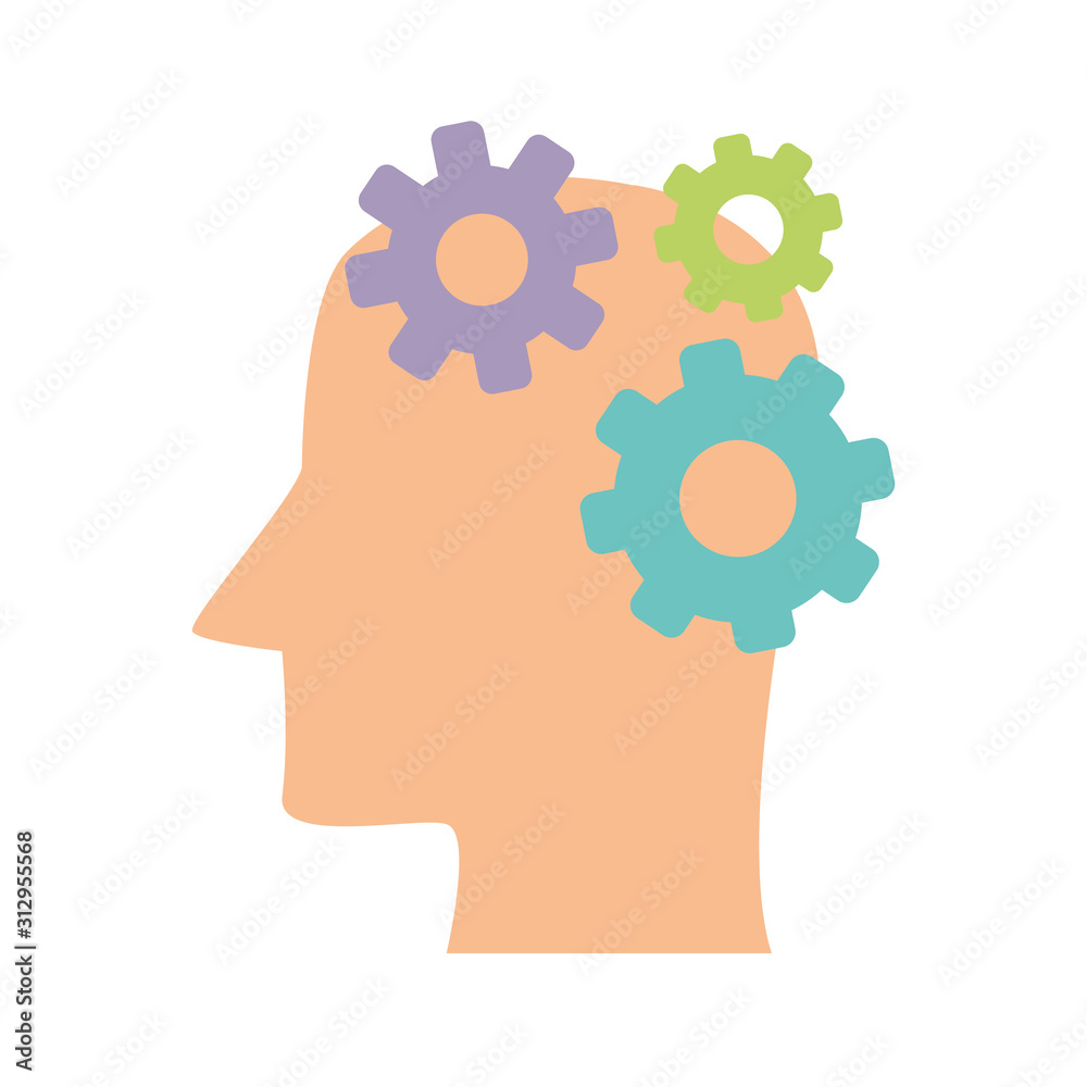 head and gear wheels, colorful design head and gear wheels, colorful design