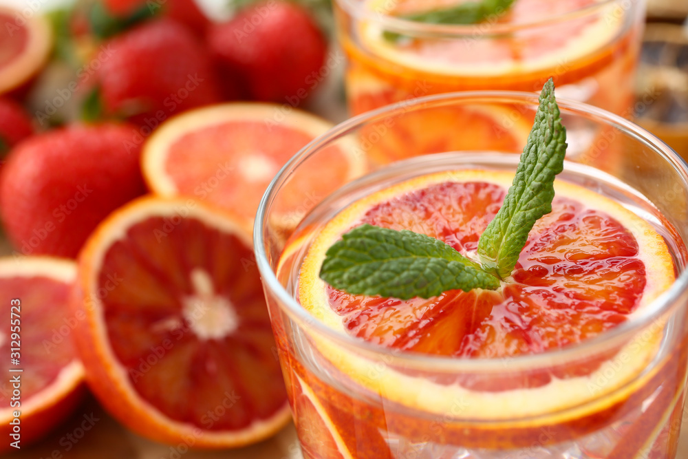 Red orange punch home made cocktail closeup Red orange punch home made cocktail closeup