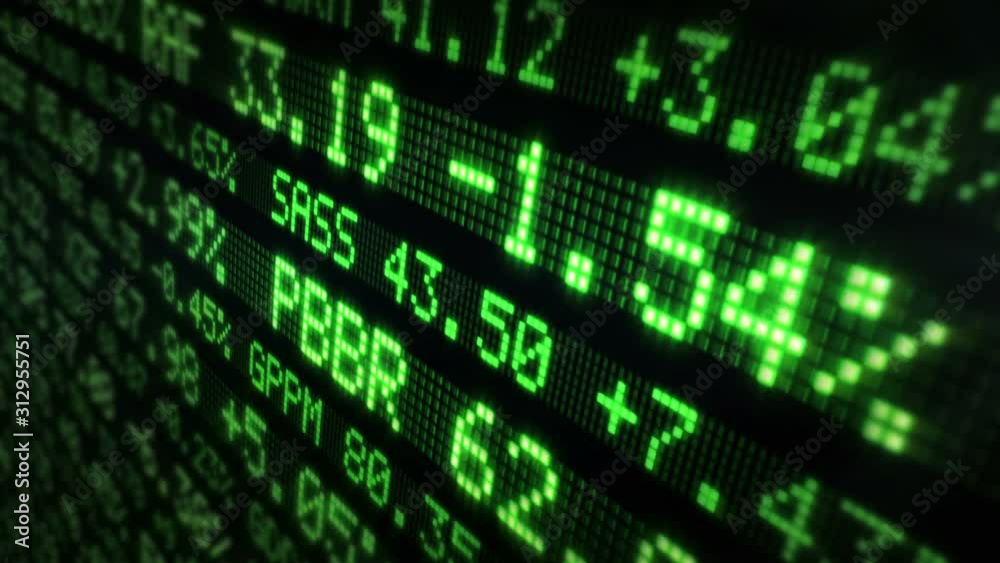 Stock Market Tickers. Loopable. Green. 2 videos in 1 file. Digital animation of Stock Market prices passing by. Lateral view. More options in my portfolio. Stock Market Tickers. Loopable. Green. 2 videos in 1 file. Digital animation of Stock Market prices passing by. Lateral view. More options in my portfolio.