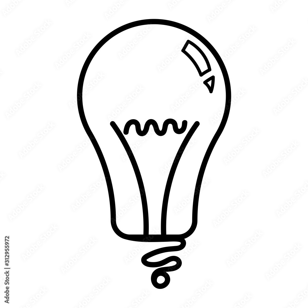 Vector light bulb icon with concept of idea. Doodle hand drawn sign. Illustration for print, web Vector light bulb icon with concept of idea. Doodle hand drawn sign. Illustration for print, web