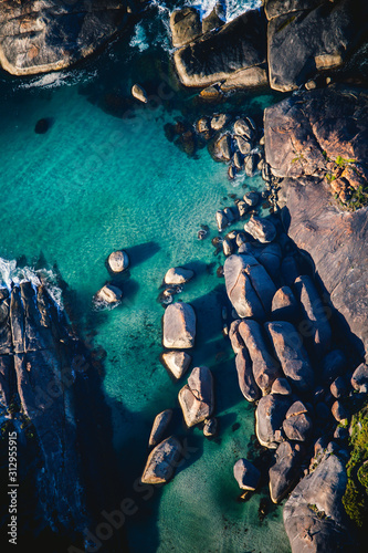 Ocean rocks in morning light