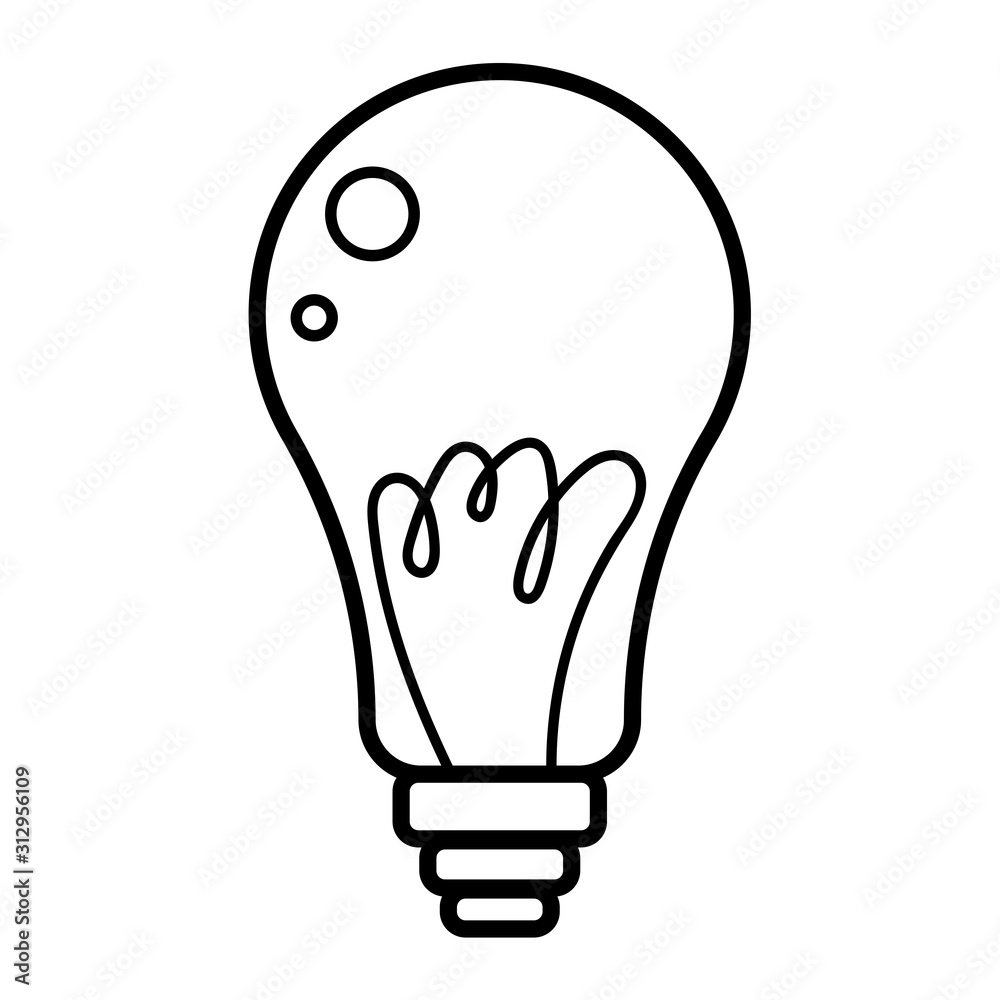 Vector light bulb icon with concept of idea. Doodle hand drawn sign. Illustration for print, web Vector light bulb icon with concept of idea. Doodle hand drawn sign. Illustration for print, web