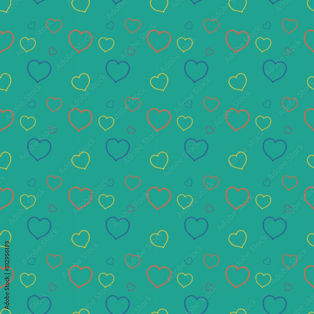 Heart pattern, vector seamless background.