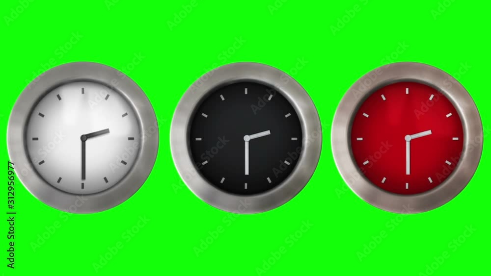 3 Modern wall clocks with 12 hours time lapsed, you can choose any hour