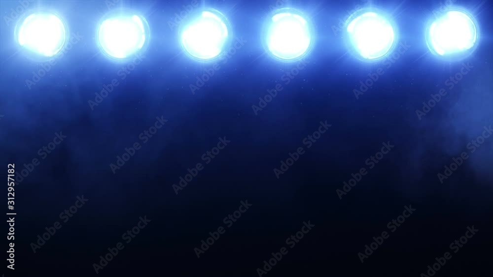 Stage lights. Close-up. Floodlights shining brightly and turning on and off. Blue. More color options in my portfolio.