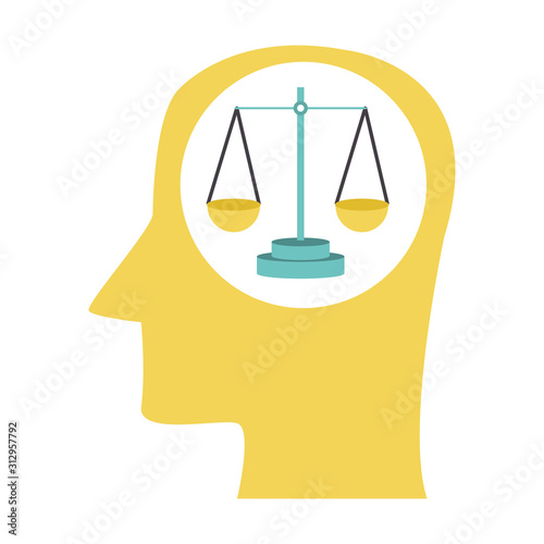 profile head with scale icon, colorful design