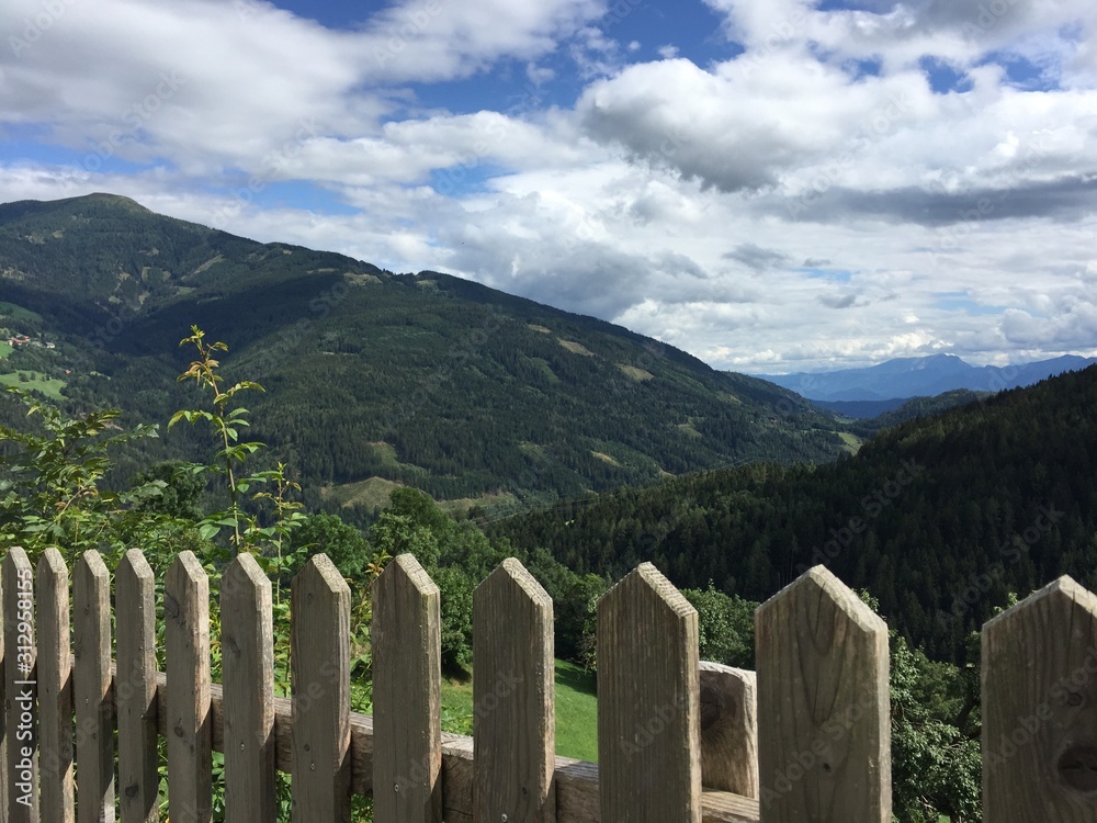 wooden fence in the mountains