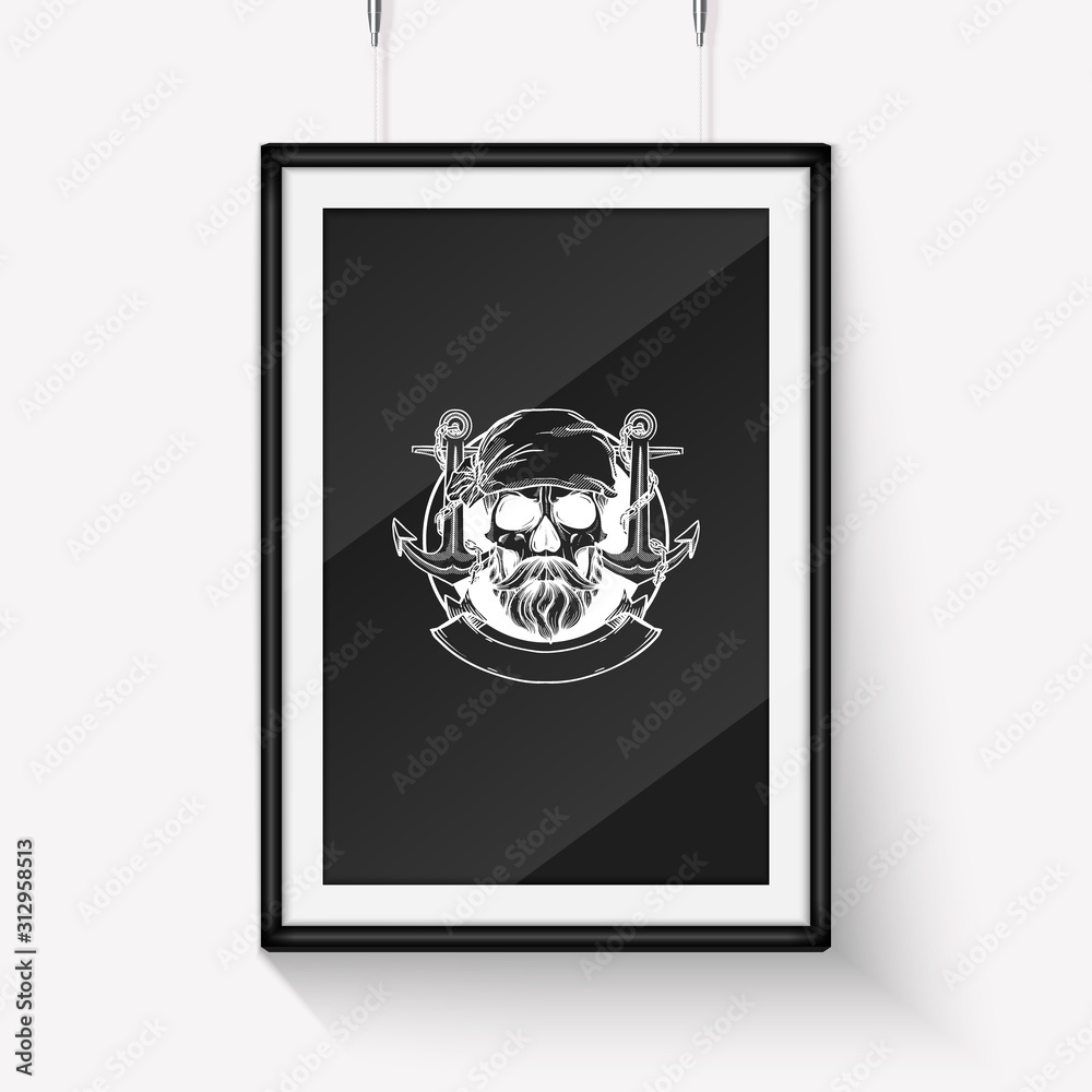 Sketch pirate skull with anchor Sketch pirate skull with anchor