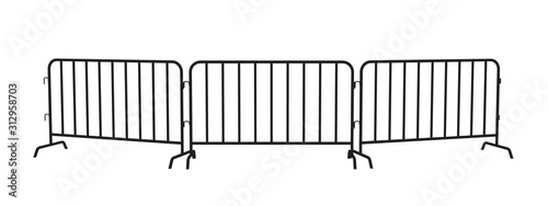 Urban portable steel barrier. Black silhouette of a barrier fence on a white background. photo