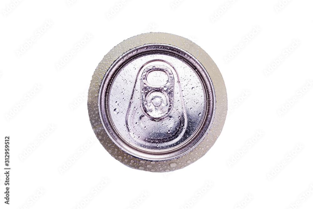 Aluminum can top macro with water drops Aluminum can top macro with water drops