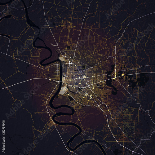 Map Baton Rouge city. Louisiana