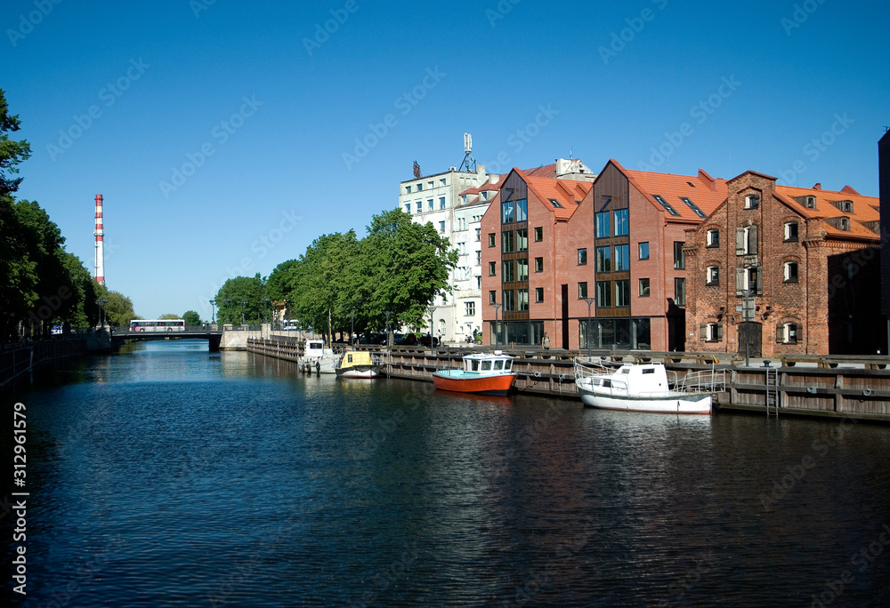 River in the city of Klaipeda, Lithuania