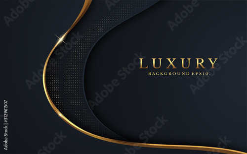 luxury background carbon VIP 3d abstract modern and dark black color with line Gold Sparkles glitter and gradient decoration shapes geometric Polished vector , design elements