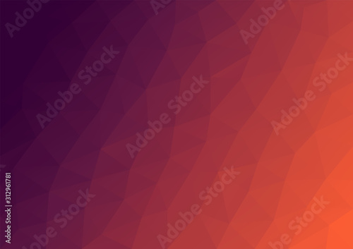 Abstract purple-orange polygonal background of geometric shapes. Retro triangle background. Colorful mosaic pattern. Geometric background in Origami style with gradient.  Low poly background 