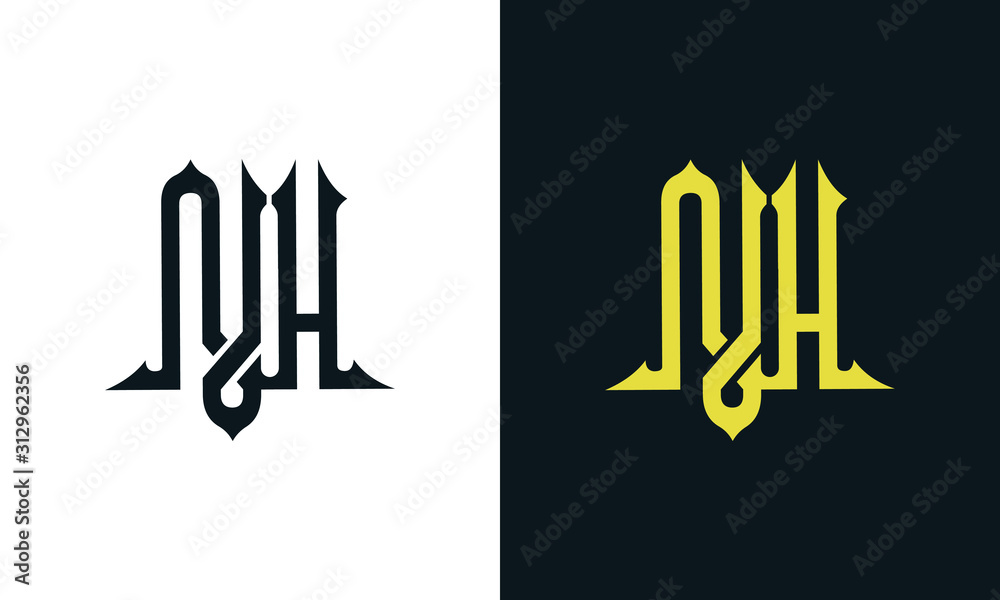 Minimalist luxury line art letter NH logo. This logo icon incorporate ...