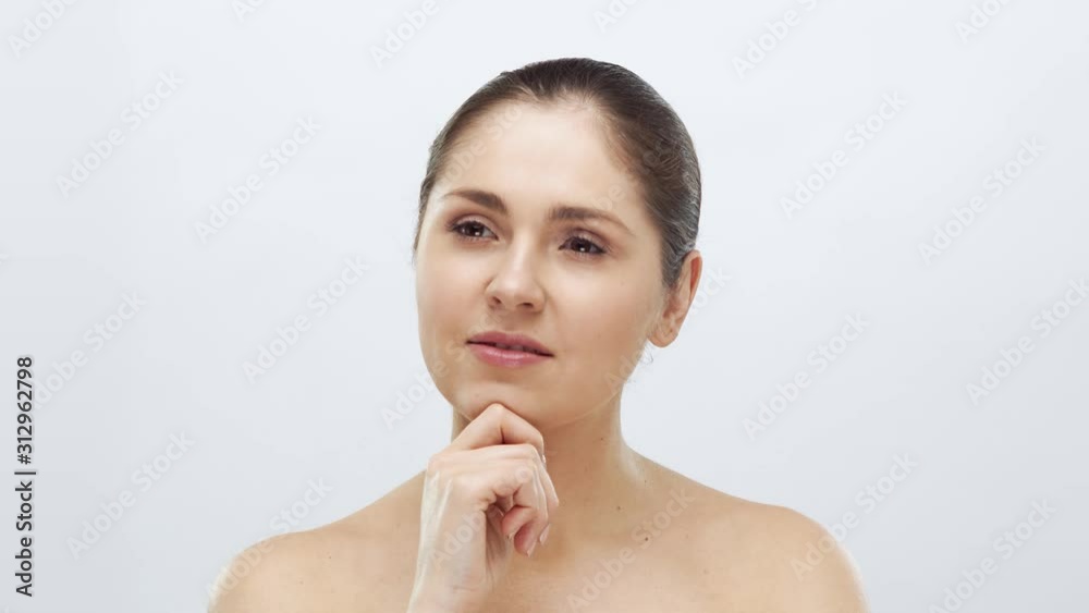 Studio portrait of young, beautiful and natural blond woman. Face lifting, cosmetics and make-up. Studio portrait of young, beautiful and natural blond woman. Face lifting, cosmetics and make-up.