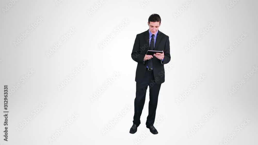 Bussinessman using a Digital Tablet. Alpha matte. Bussinessman using a Digital Tablet. Alpha matte.