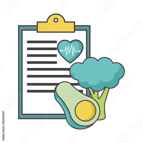 medical report and healthy vegetables