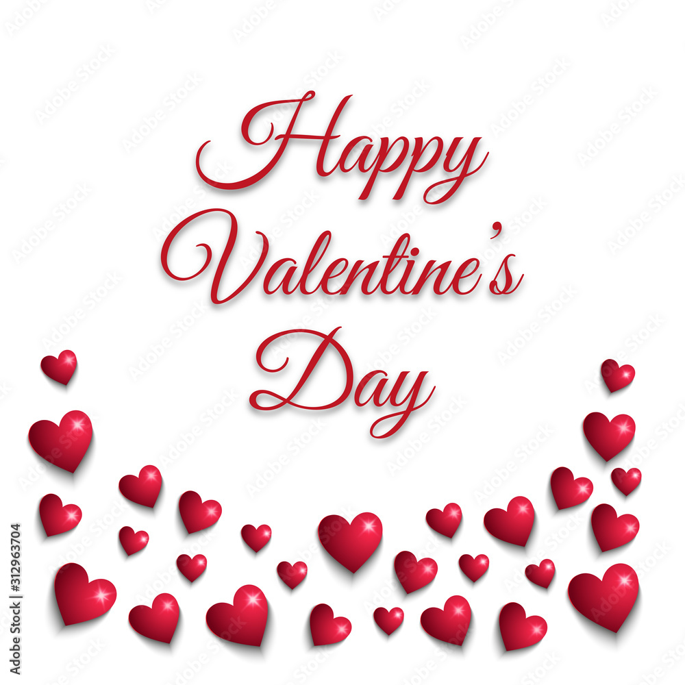 Happy Valentine’s Day greeting card with frame made of red glowing hearts Happy Valentine’s Day greeting card with frame made of red glowing hearts