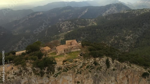 flight over the castle of Alaro, Majorca, Spain