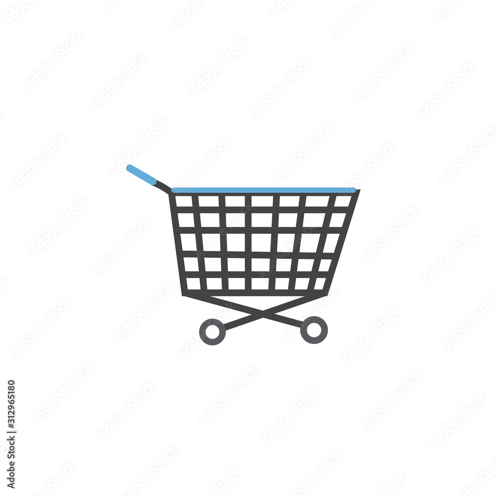 Basket for products in the store. Fill it full. Icon on a white background.