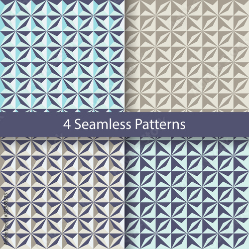 Vector 3d seamless pattern collection in retro style
