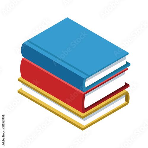 stack of books icon, colorful and flat design
