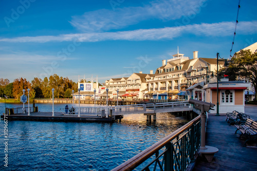 Beautiful view of dockside at Lake Buena Vista area. photo