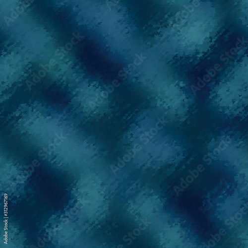 Classic blue blurred vector texture seamless pattern. Variegated soft blended glitch dyed background. Denim indigo masculine grunge abstract. Melange japanese dark glow tie dye effect repeat swatch