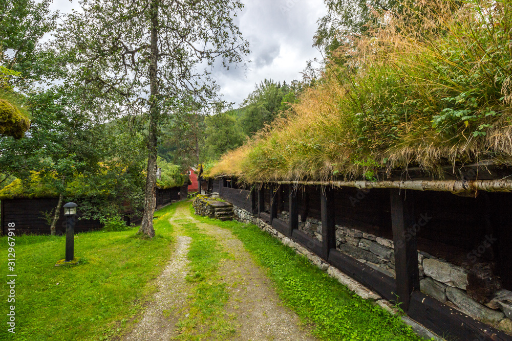 old wooden houses on an old farm in norway