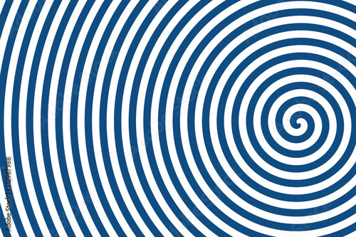 Blue and white spiral with the center to the right of the image
