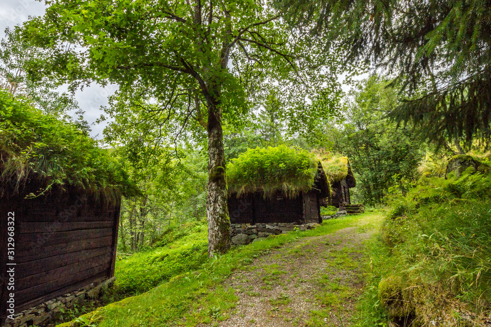 old wooden houses on an old farm in norway old wooden houses on an old farm in norway