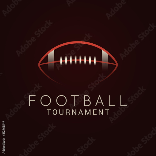 American football. Ball tournament logo on black