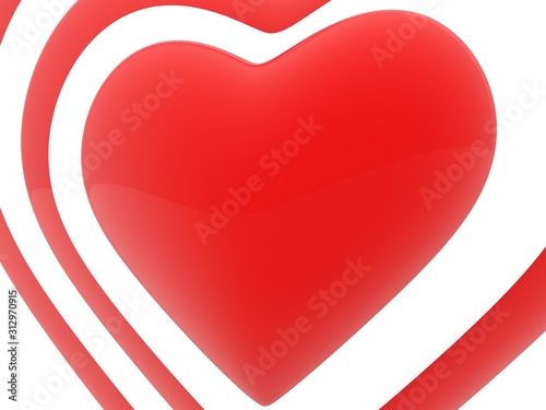 Abstract heart close-up on a white background