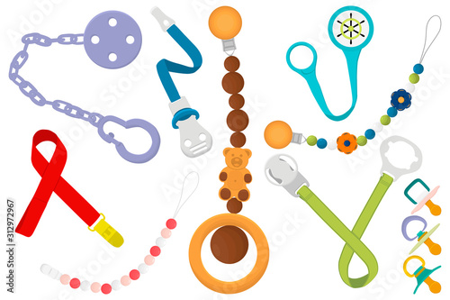 Big colored fashion baby pacifiers, dummy with rubber holder nipple