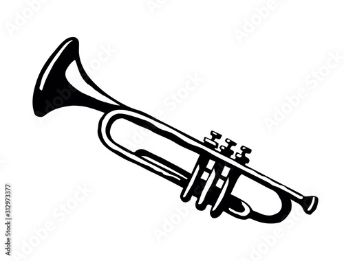 Musical instrument. Trumpet. Vector drawing