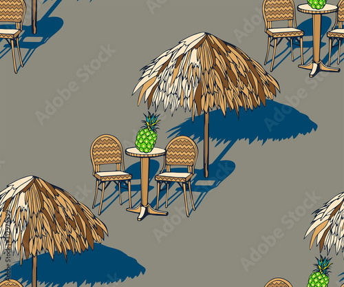 Slika na platnu Beach pattern with chair and table