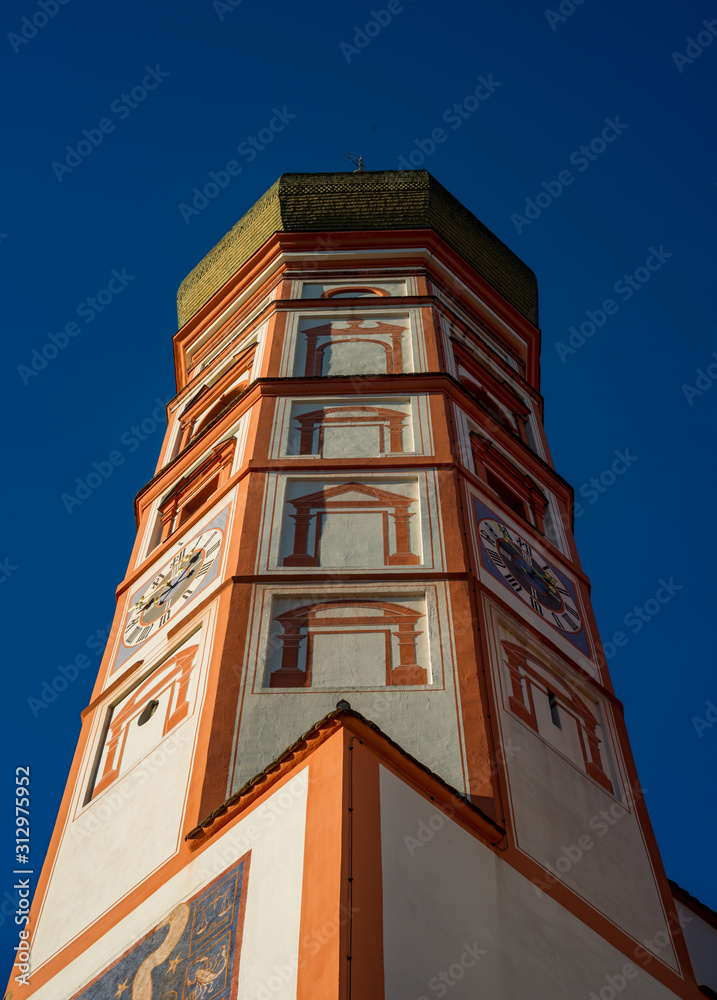 Der Kirchturm des Klosters Andechs