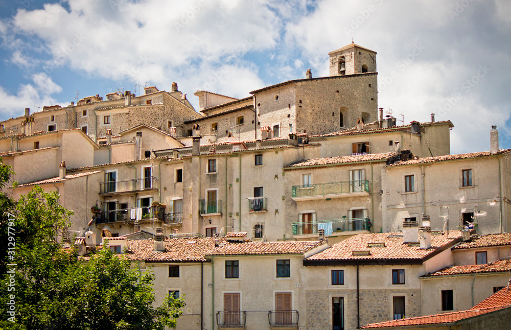 houses in town of Civitella Alfedena in Italy