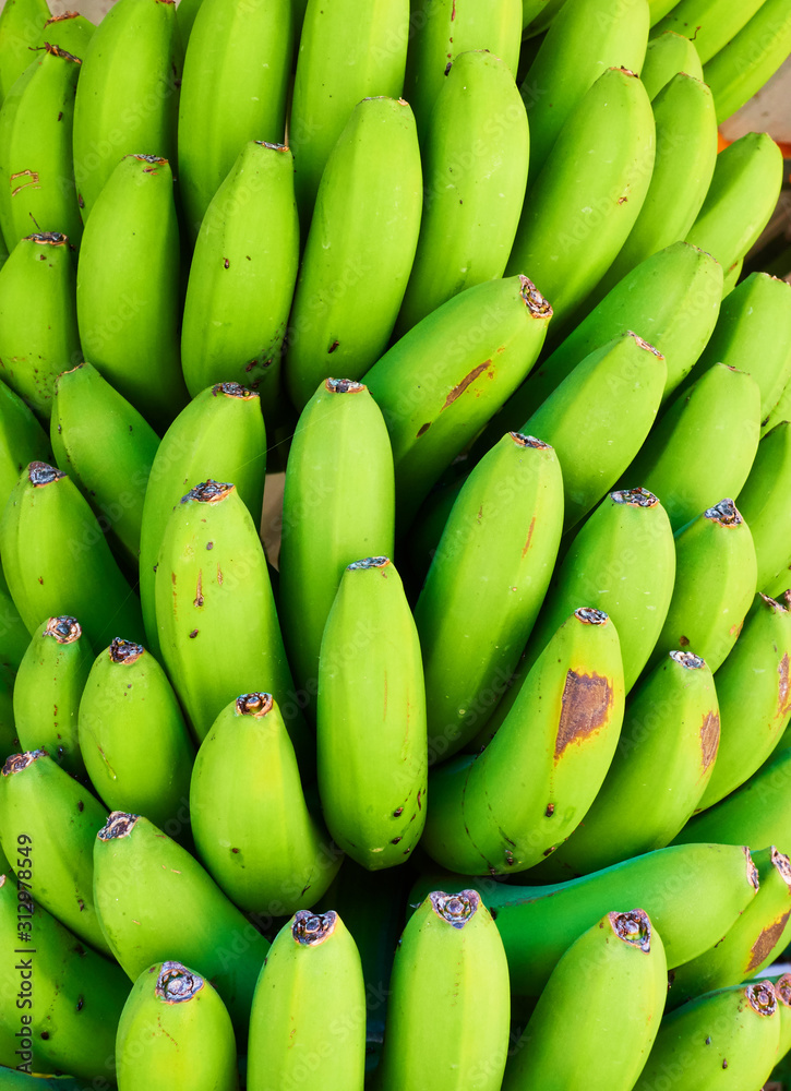 Bunch of green bananas