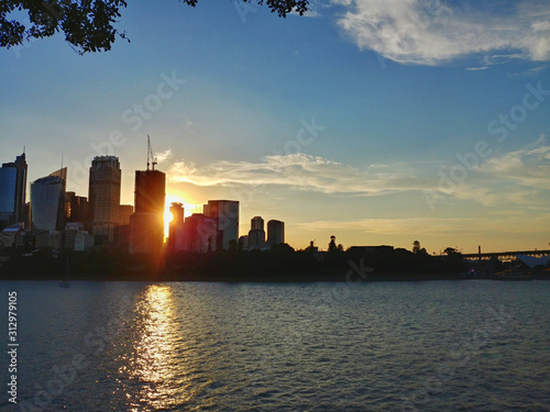 Downtown Sydney skyline in Australia at twilight