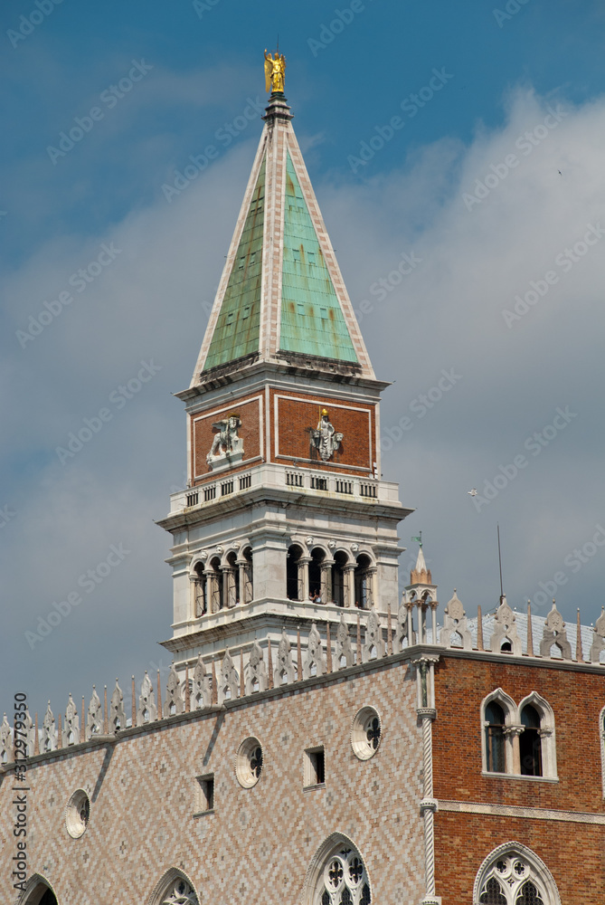 Venice, Italy: View of Campanile at the Piazza San Marco (St Mark's Campanile, Italian: Campanile di San Marco)