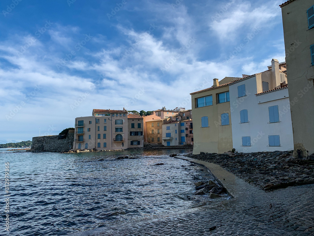 Colorful houses by the sea in Saint-Tropez