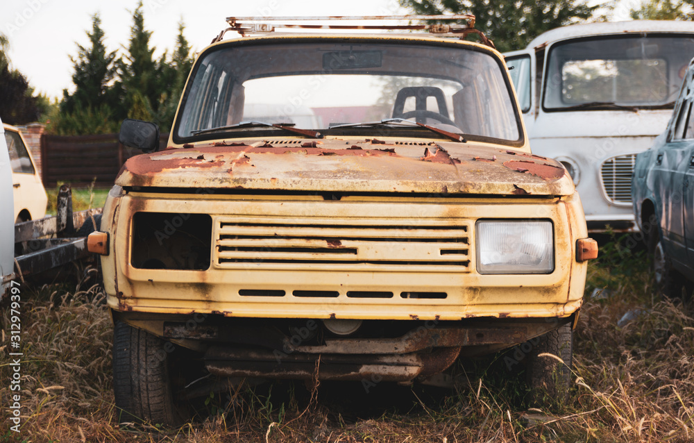 Rusty old east german car.