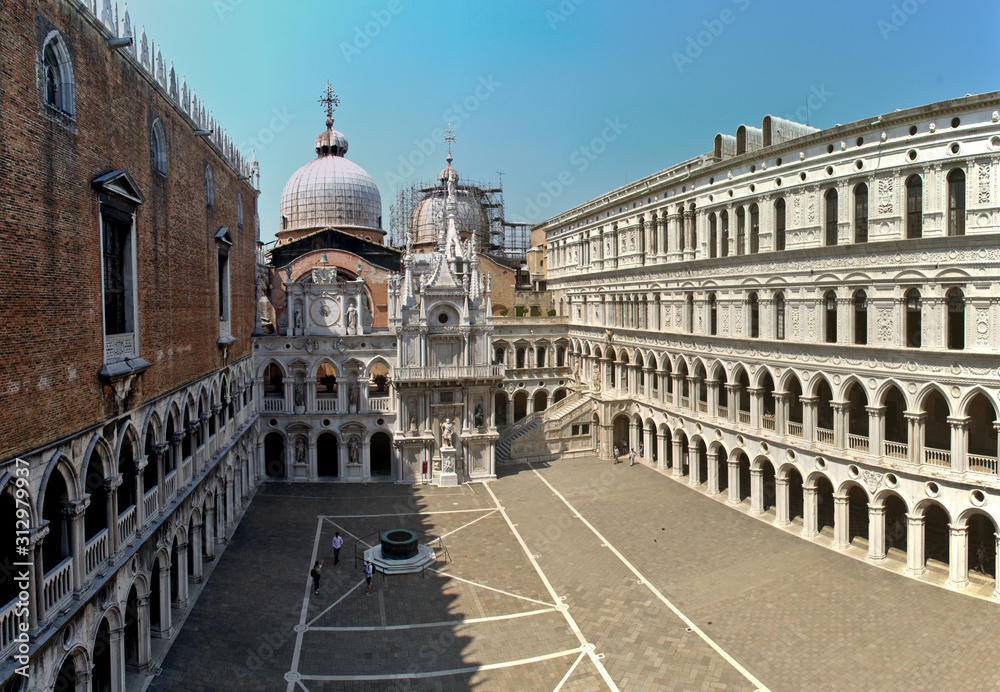 Venice, Italy: inner courtyard of white Doge's Palace (Italian: Palazzo Ducale)