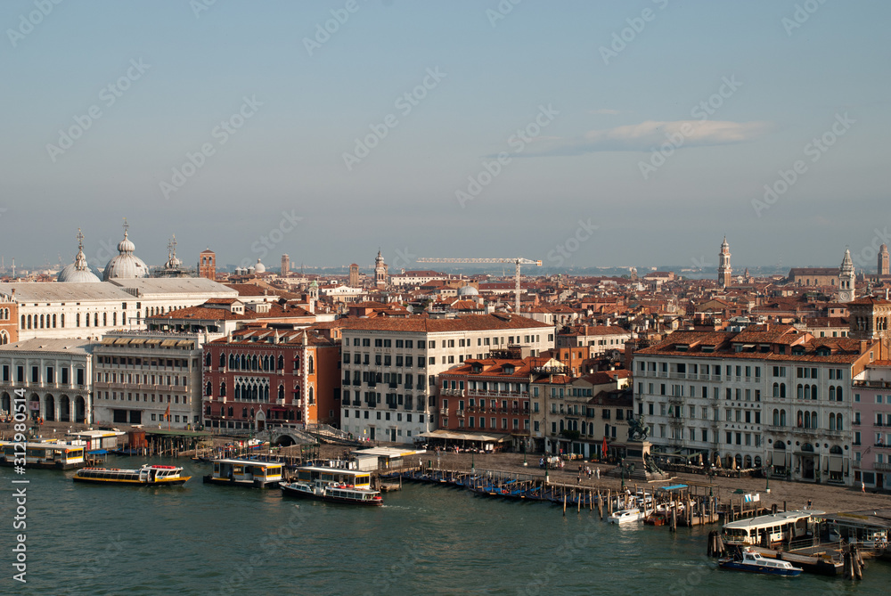 Venice, Italy: aerial view to the promenade Riva degli Schiavoni