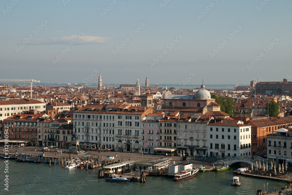Venice, Italy: aerial view to the promenade Riva degli Schiavoni